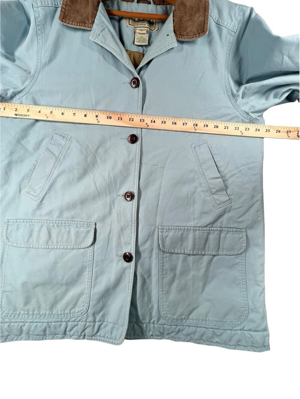 L.L.Bean Women’s XL Barn Coat Blue Thinsulate Corduroy Collar Chore Jacket - Picture 5 of 7